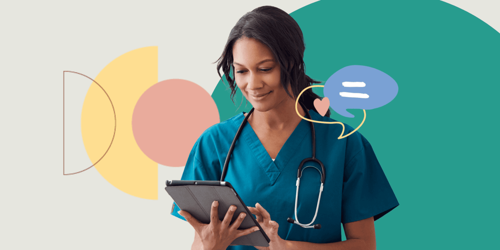 A provider uses a tablet to manage healthcare