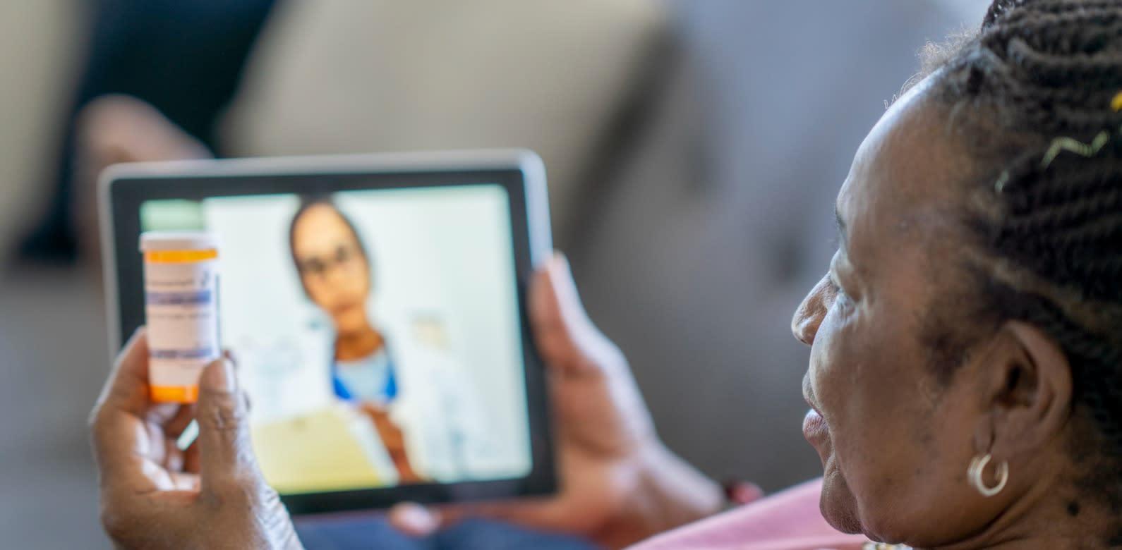 Woman consulting doctor for virtual telehealth second opinion